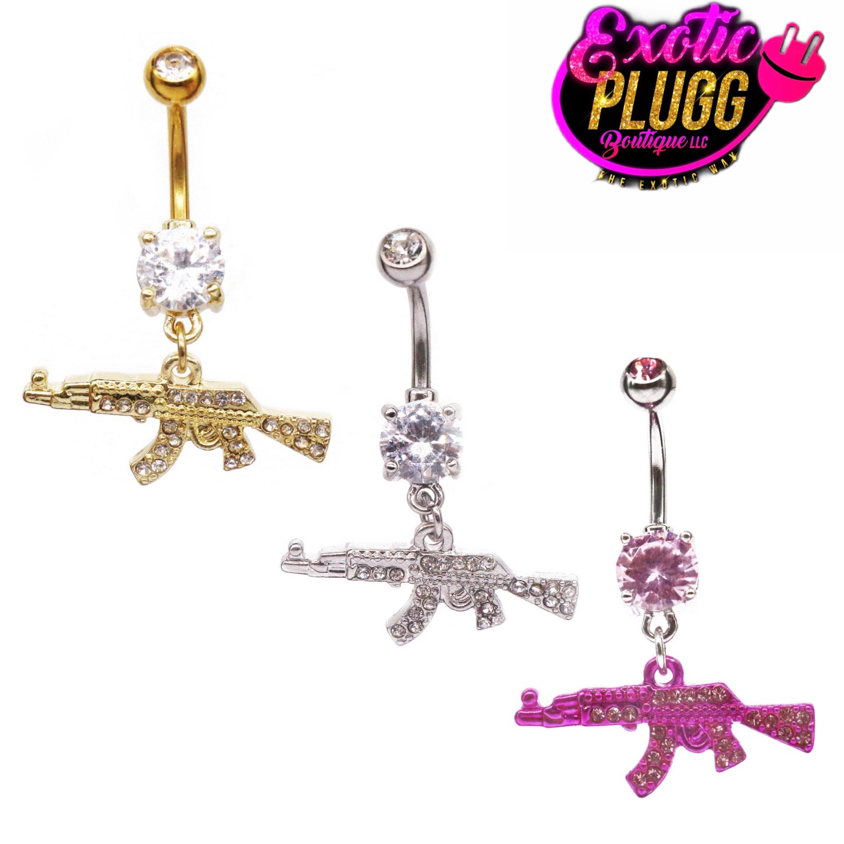 Gun belly button ring